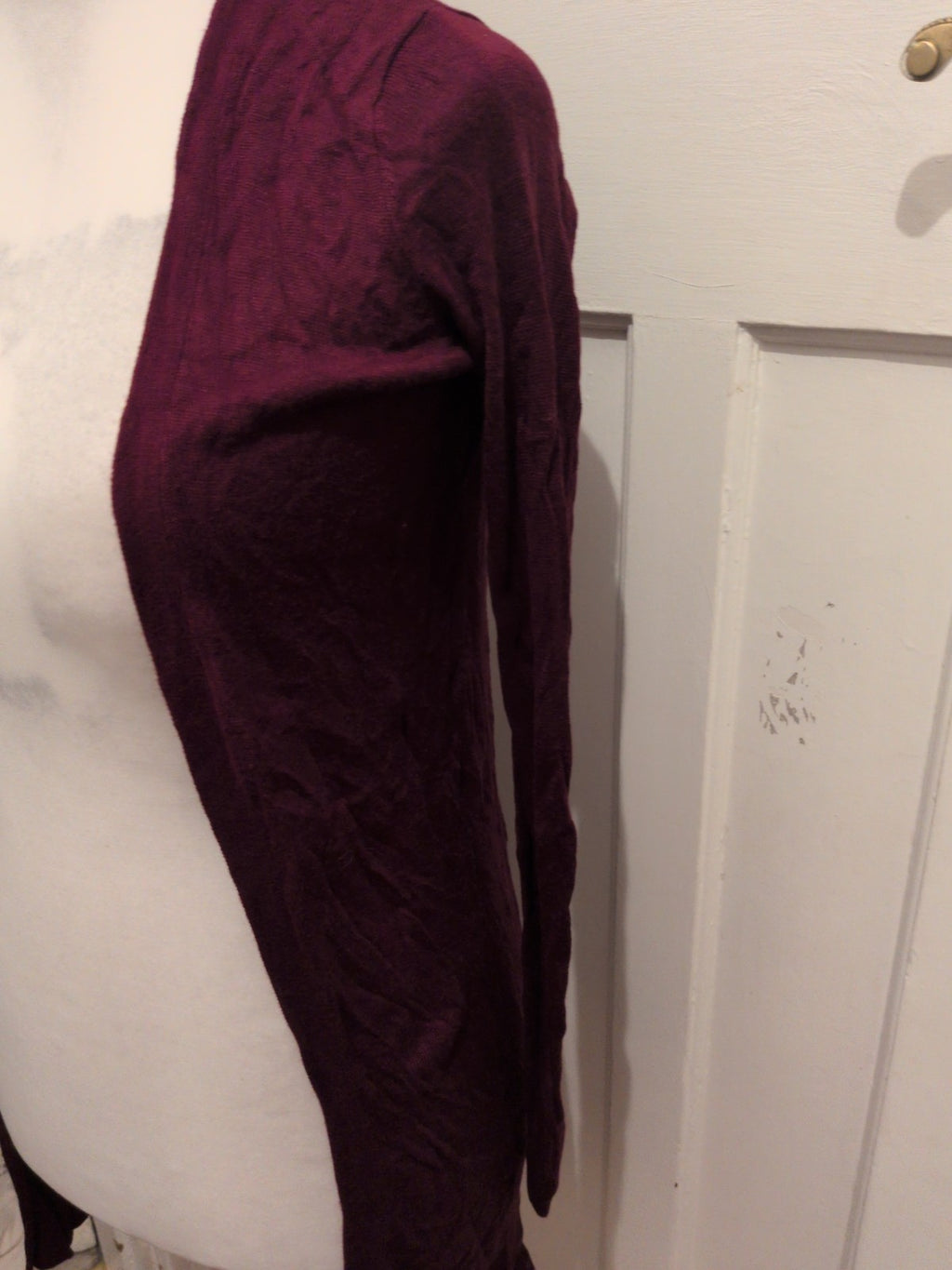 Oasis XS Burgundy Long Sleeve Cardigan Open