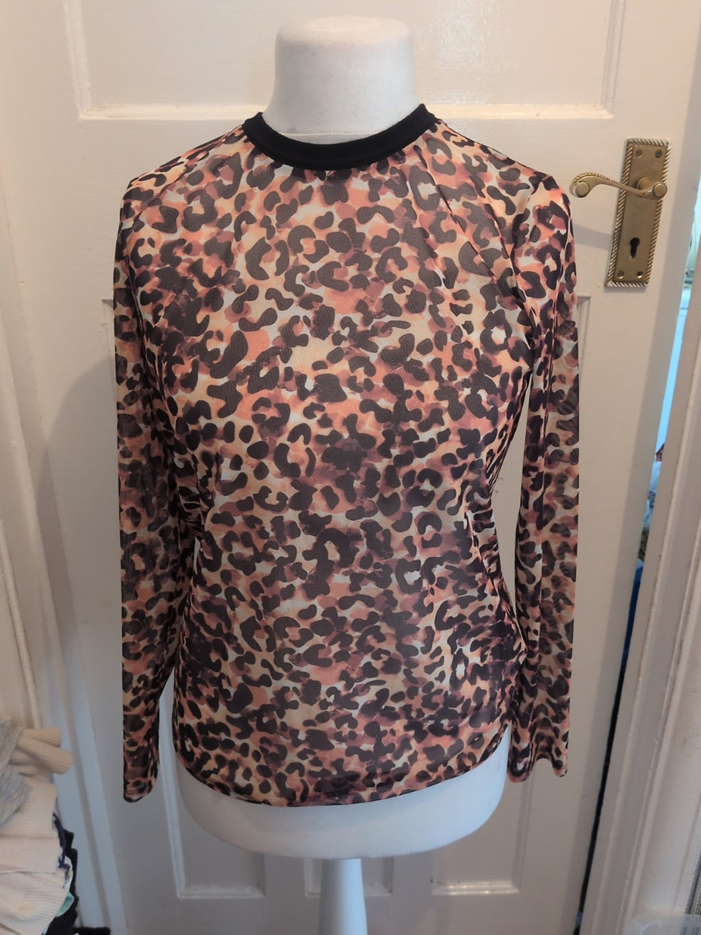 Brand New Tu 12 Leopard Print Sheer Long Sleeve Blouse