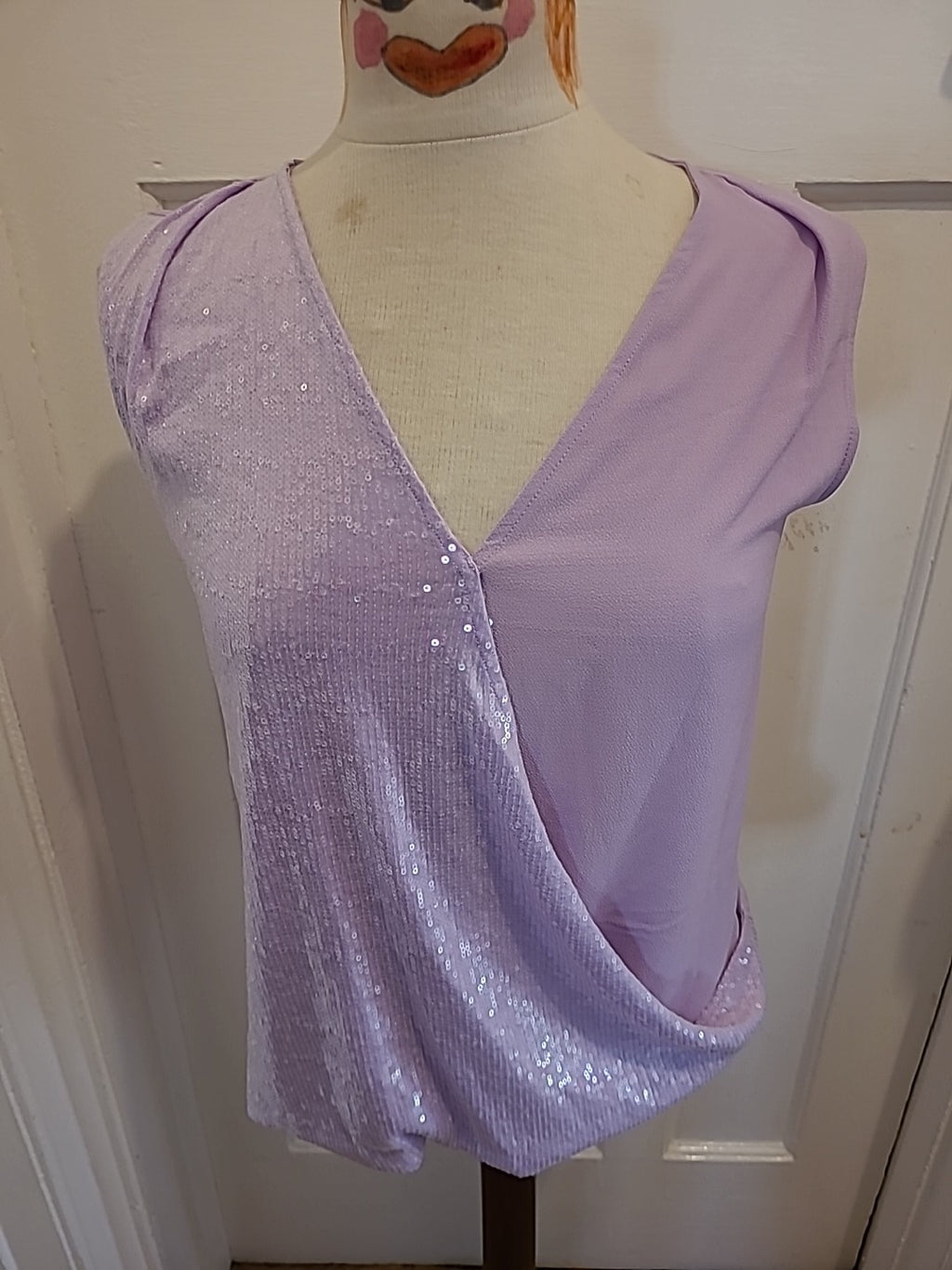 Ladies Next Size 14 Petite Lilac Crossover Sleeveless Blouse