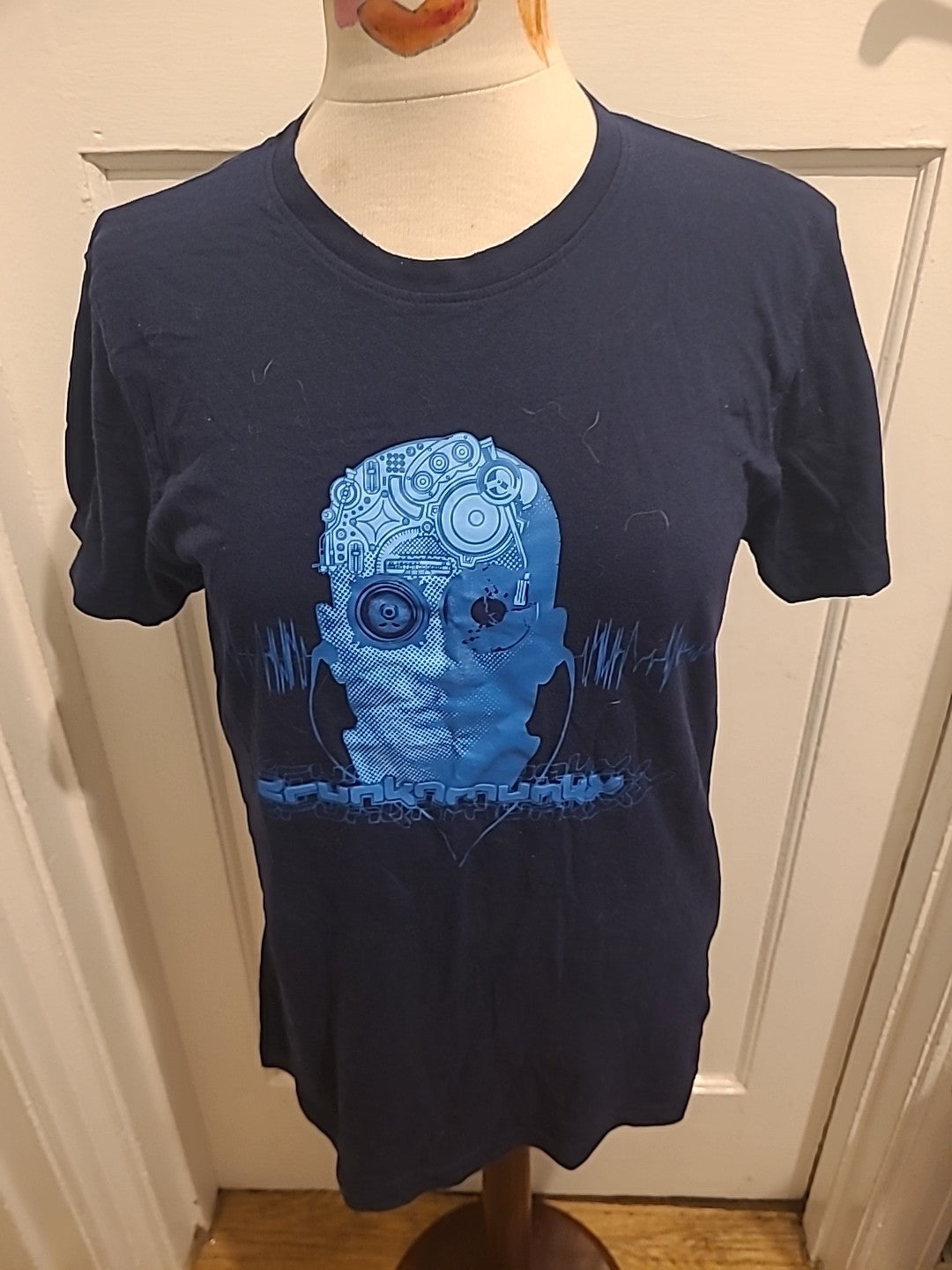Mens Crunkn Monkey Size Medium Navy Blue Print Short Sleeved Tshirt
