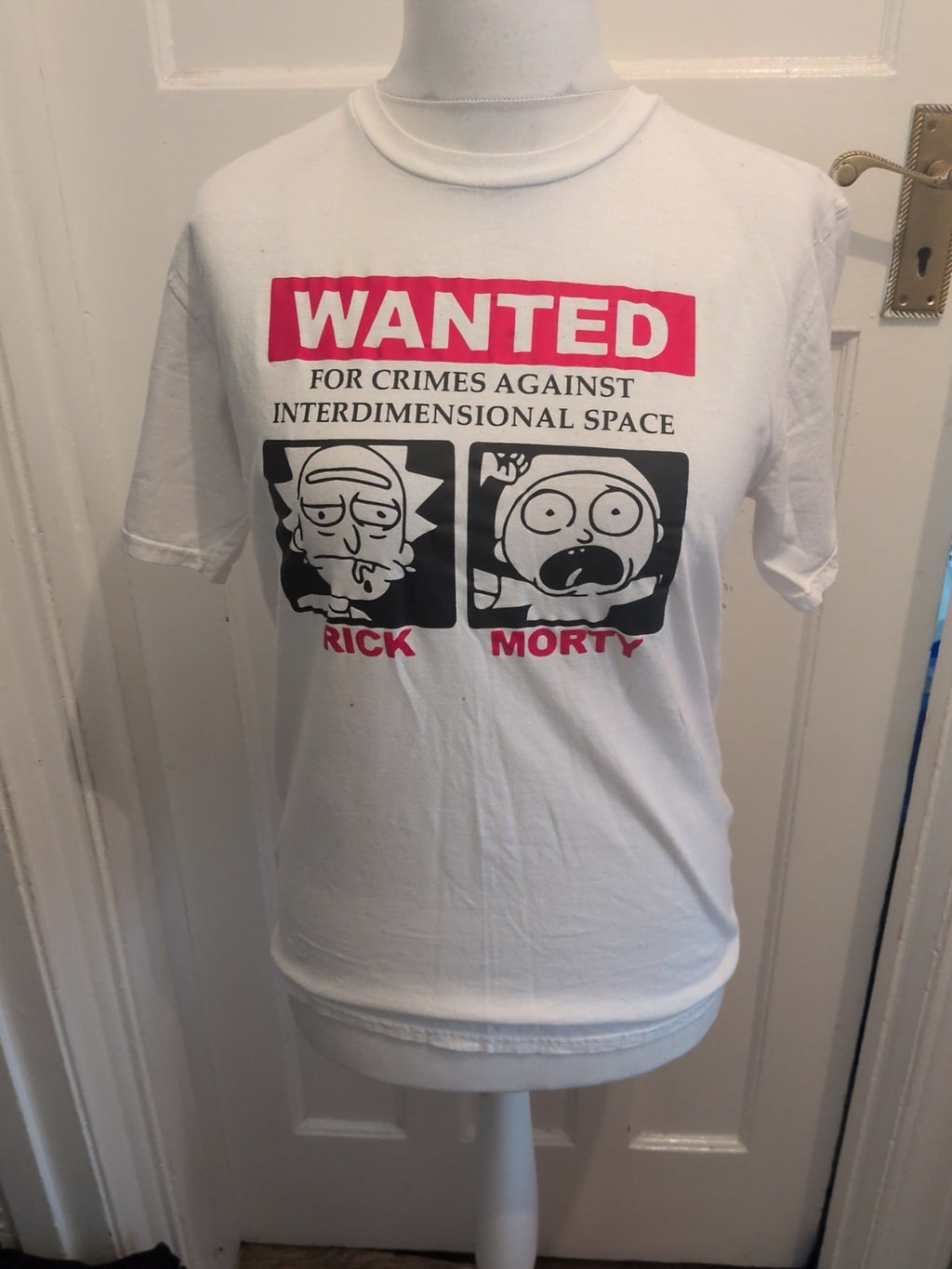 Gildan Medium White Rick Morty Short Sleeve T-shirt