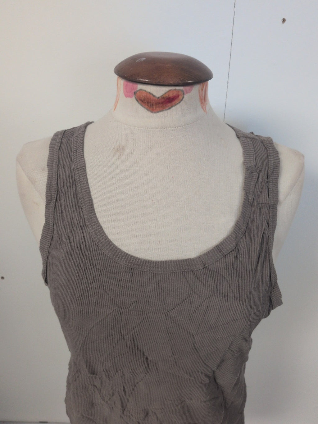 Ladies Uniqlo Size Medium Grey Ribbed Sleeveless Tnak Vest Top