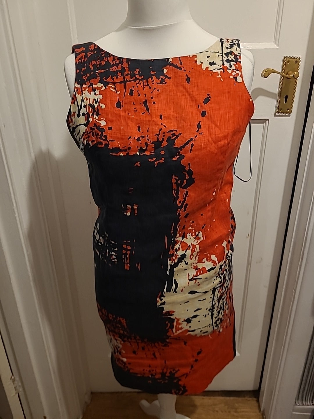 Ladies Minuet Petite Size 10 Red/Blsck/White Sleeveless Lined Dress