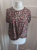 M&Co 14 Leopard Print Pattern Sleeveless Front Tie Blouse