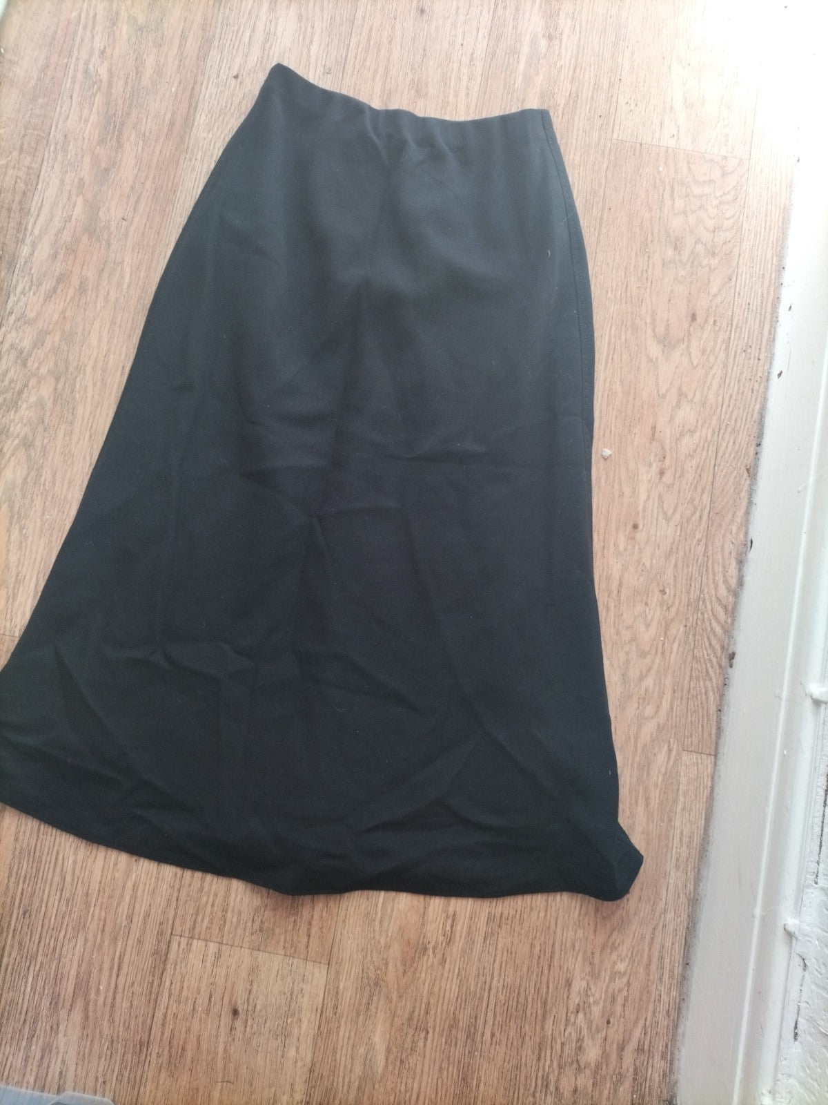 Ladies Marks And Spencer Size 8 30" Length Black Lined Flare Skirt