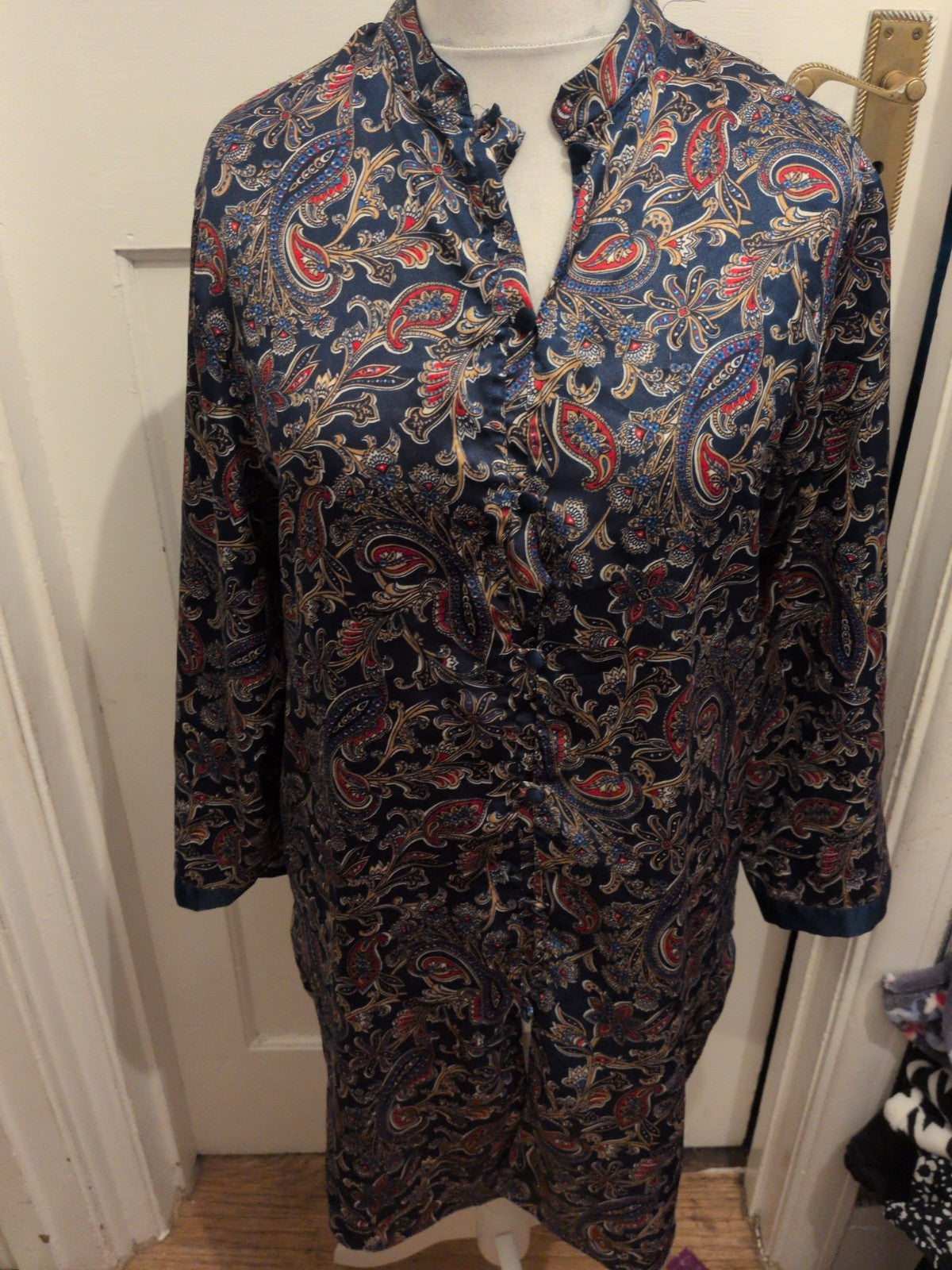 Marks And Spencer St Michael 12-14 Multicoloured Aztec Buttoned Night Dress