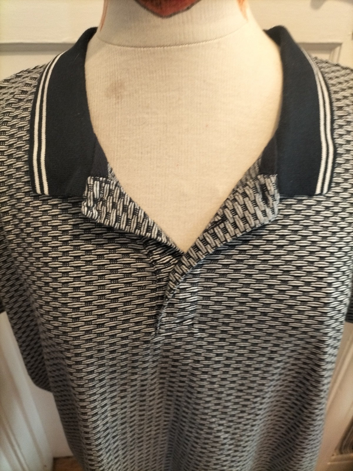 Mens Tu Size XL Navy Grey Short Sleeved Polo