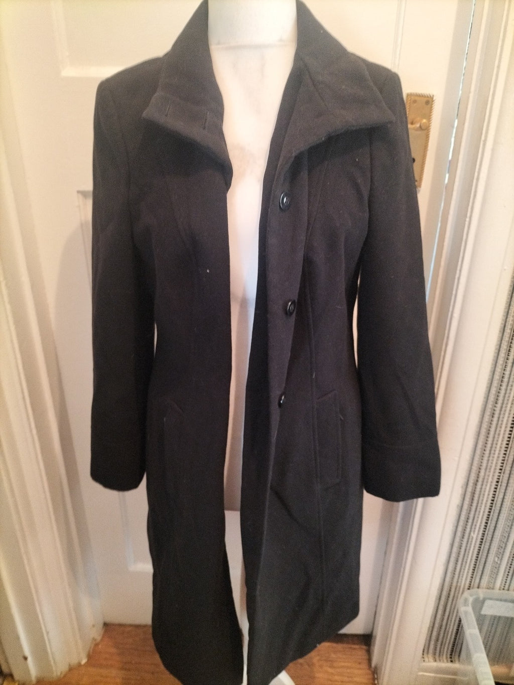 Ladies Debenhams Size 16 Black Lined Longline Coat