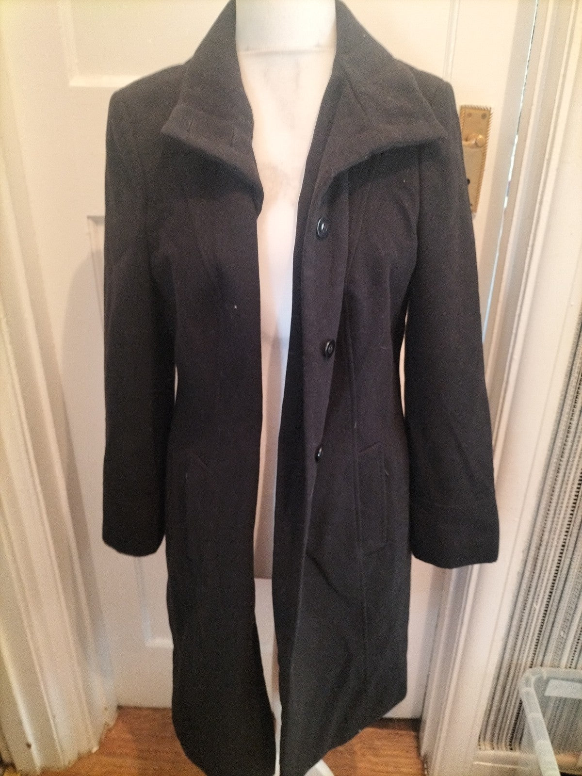 Ladies Debenhams Size 16 Black Lined Longline Coat