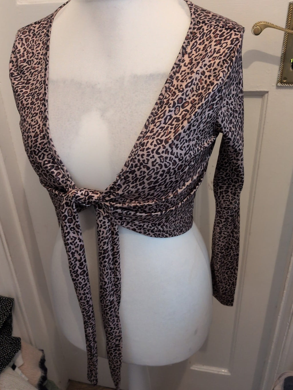 Shein Small Leopard Print Self Tie Blouse