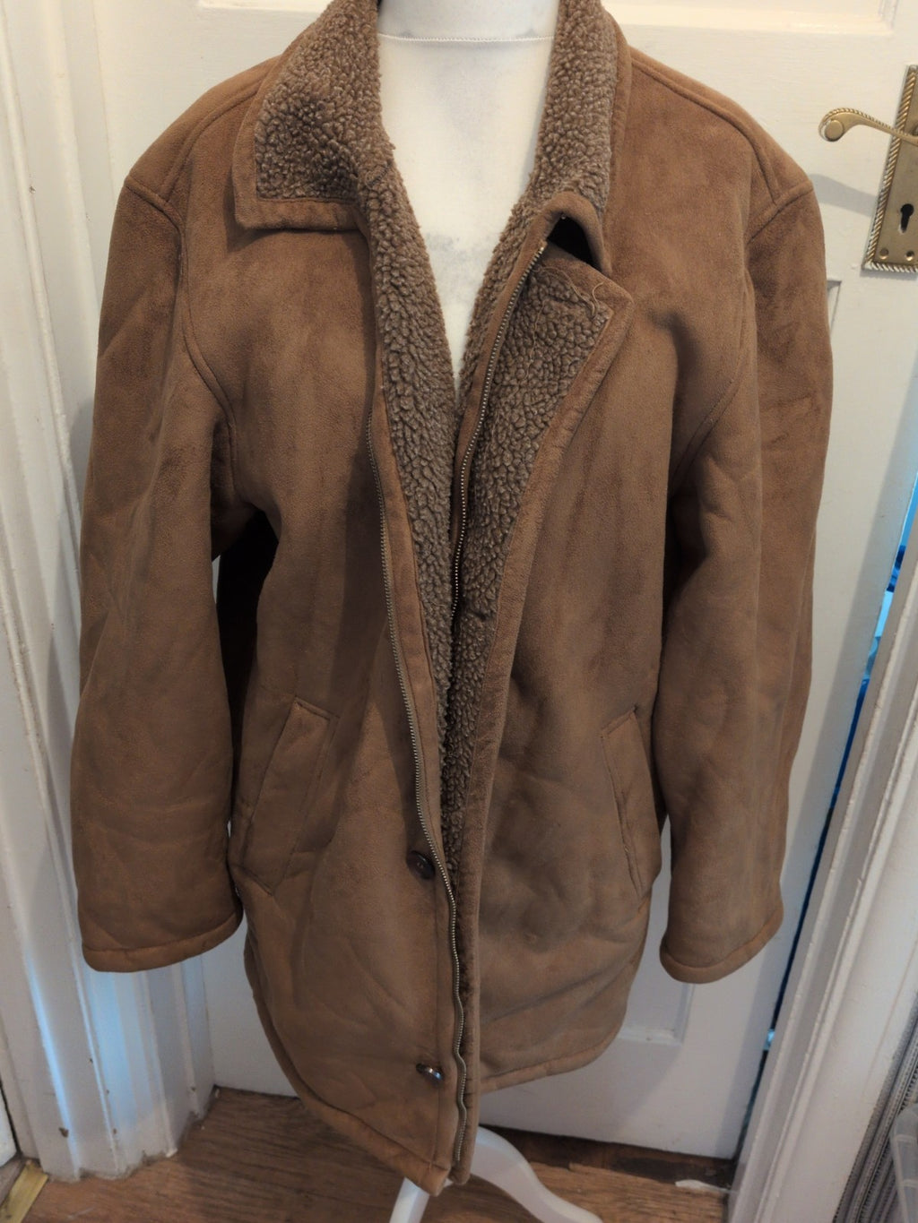 Downstairs 44R Brown Suede Fleece Lined Jacket