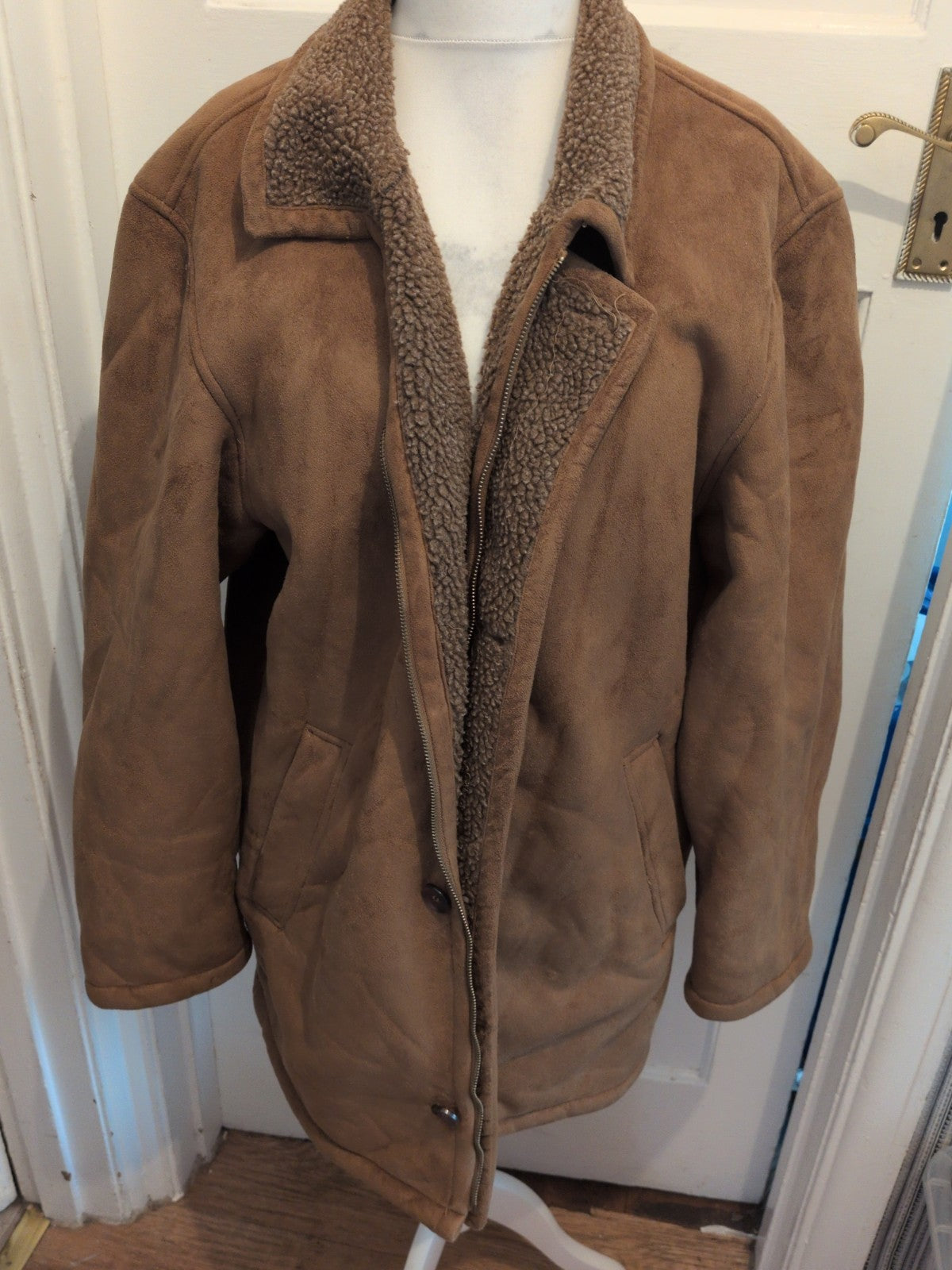 Downstairs 44R Brown Suede Fleece Lined Jacket