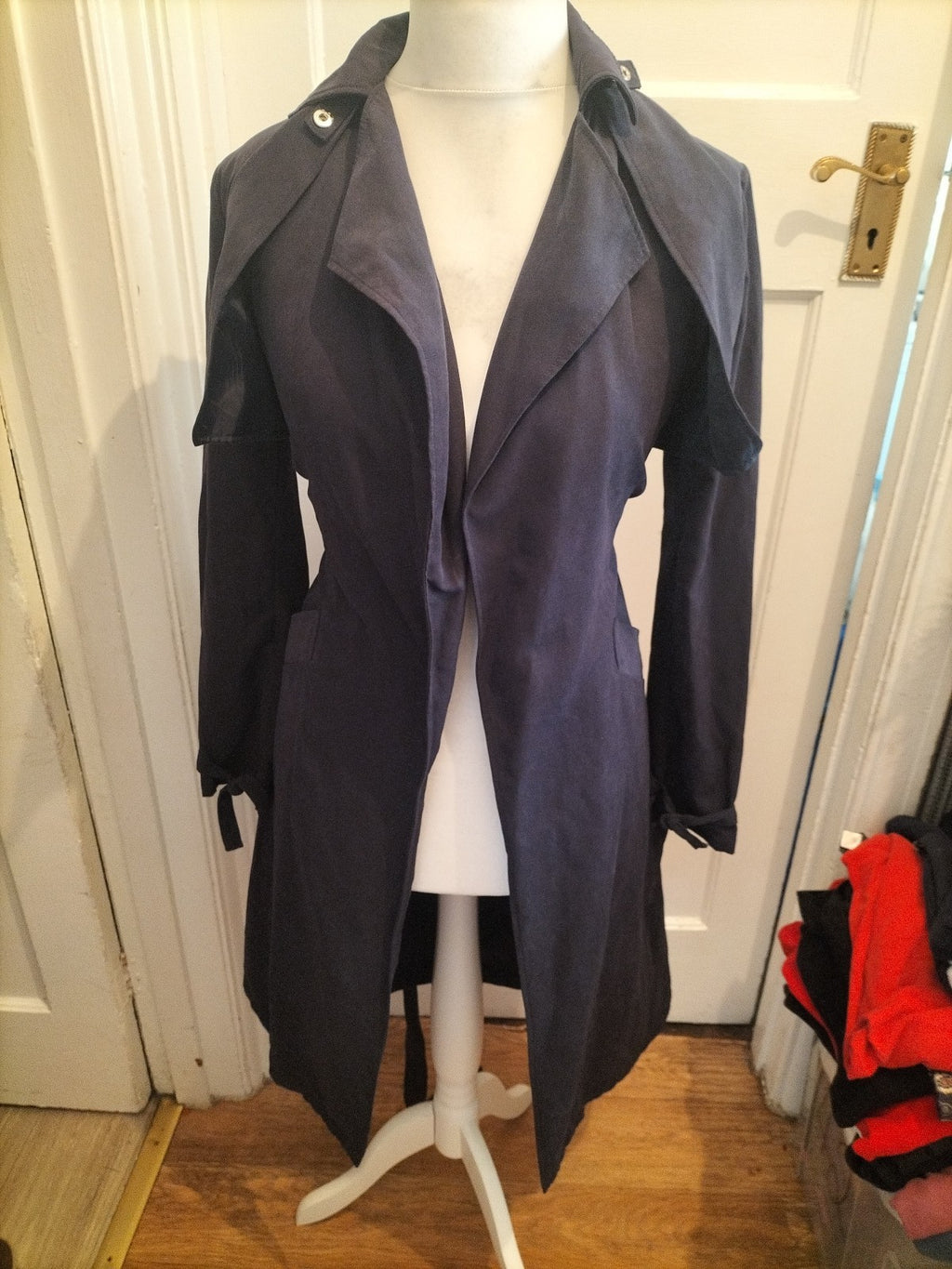 Ladies New Look Size 12 Black Long Length Jacket