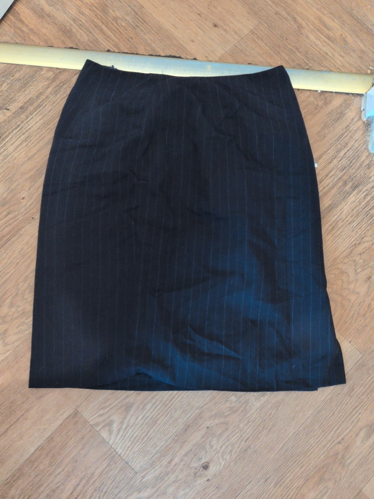 Dorothy Perkins 12 Navy Pinstripe Knee Length Split Hem Skirt