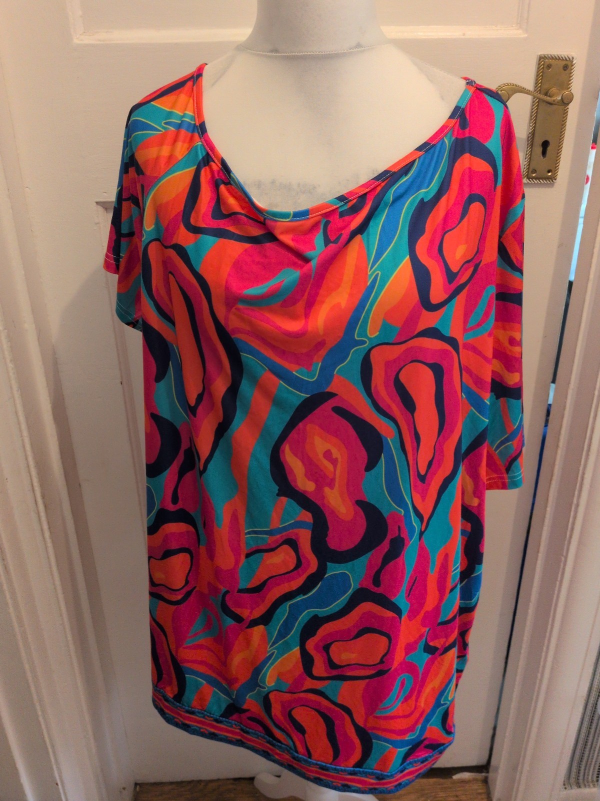 Shein Curve 3xl Multicoloured Short Sleeve T-shirt Blouse