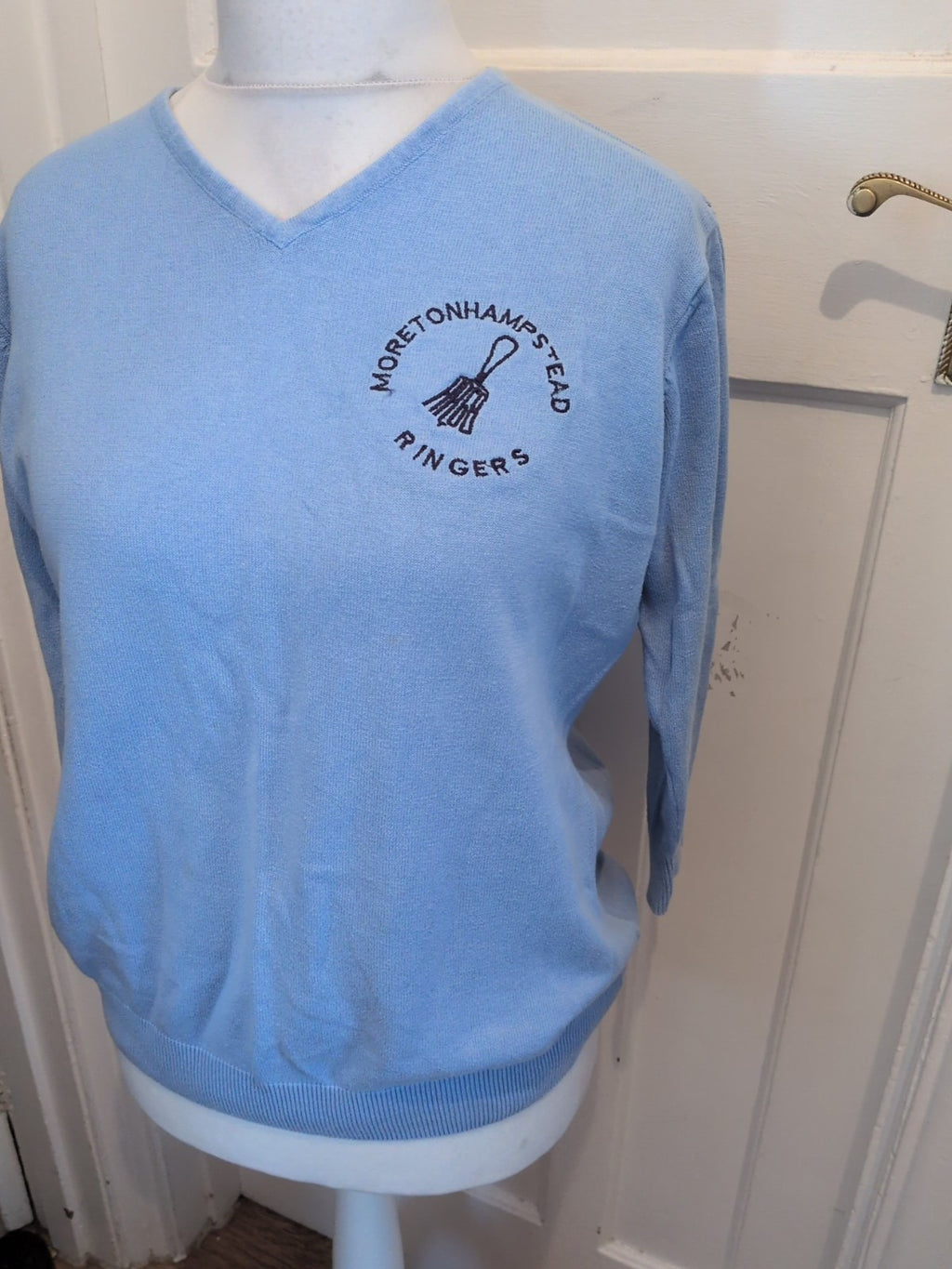 Isle 18-20 Blue Embroidery V Neck Jumper