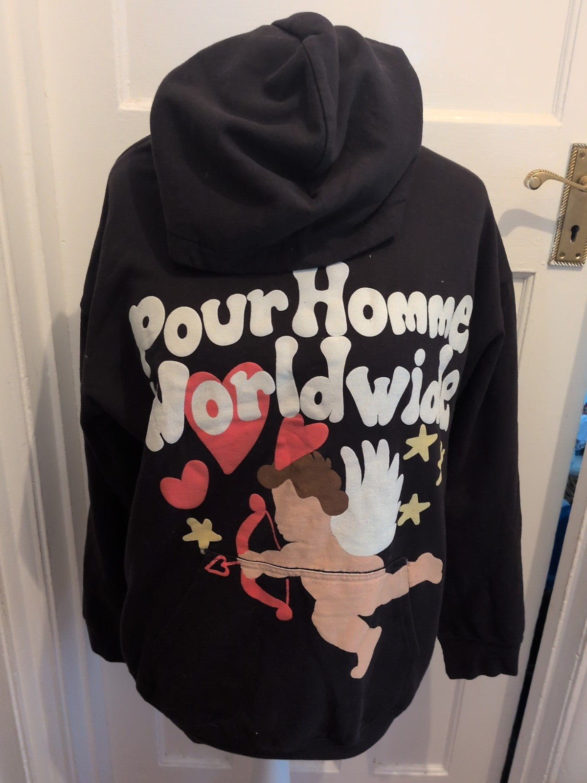 Boohoo Man Medium Black Printed Pullover Hoodie
