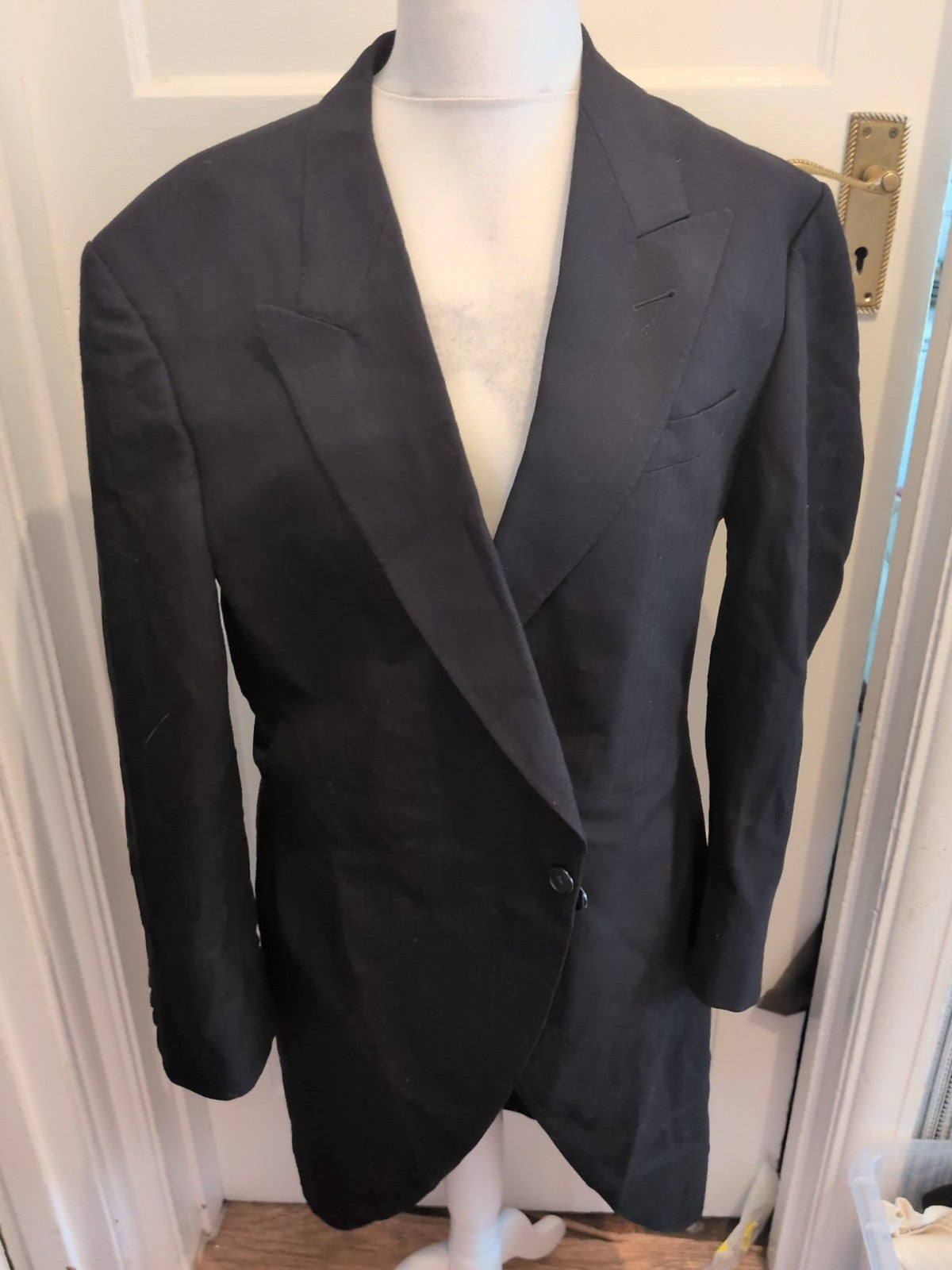 Mens Harrods Size 46r Black Blazer Long Length