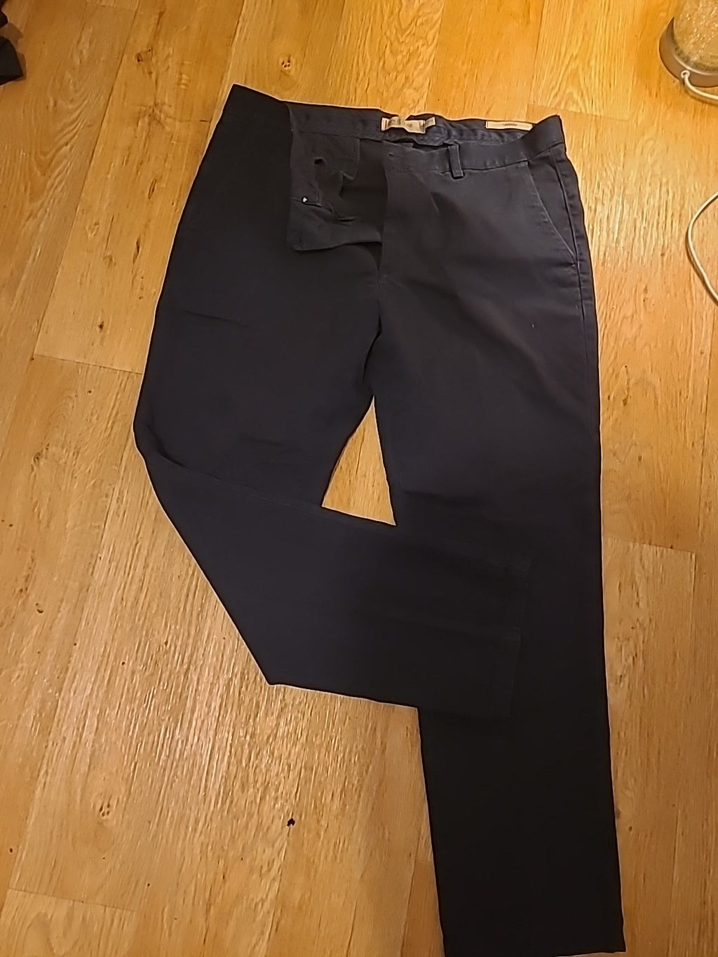 Mens Marks And Spencer Collezione Size 38x31 Tapered Navy Trousers