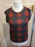 Ladies Size Small Red And Black Check Sleeveless Top