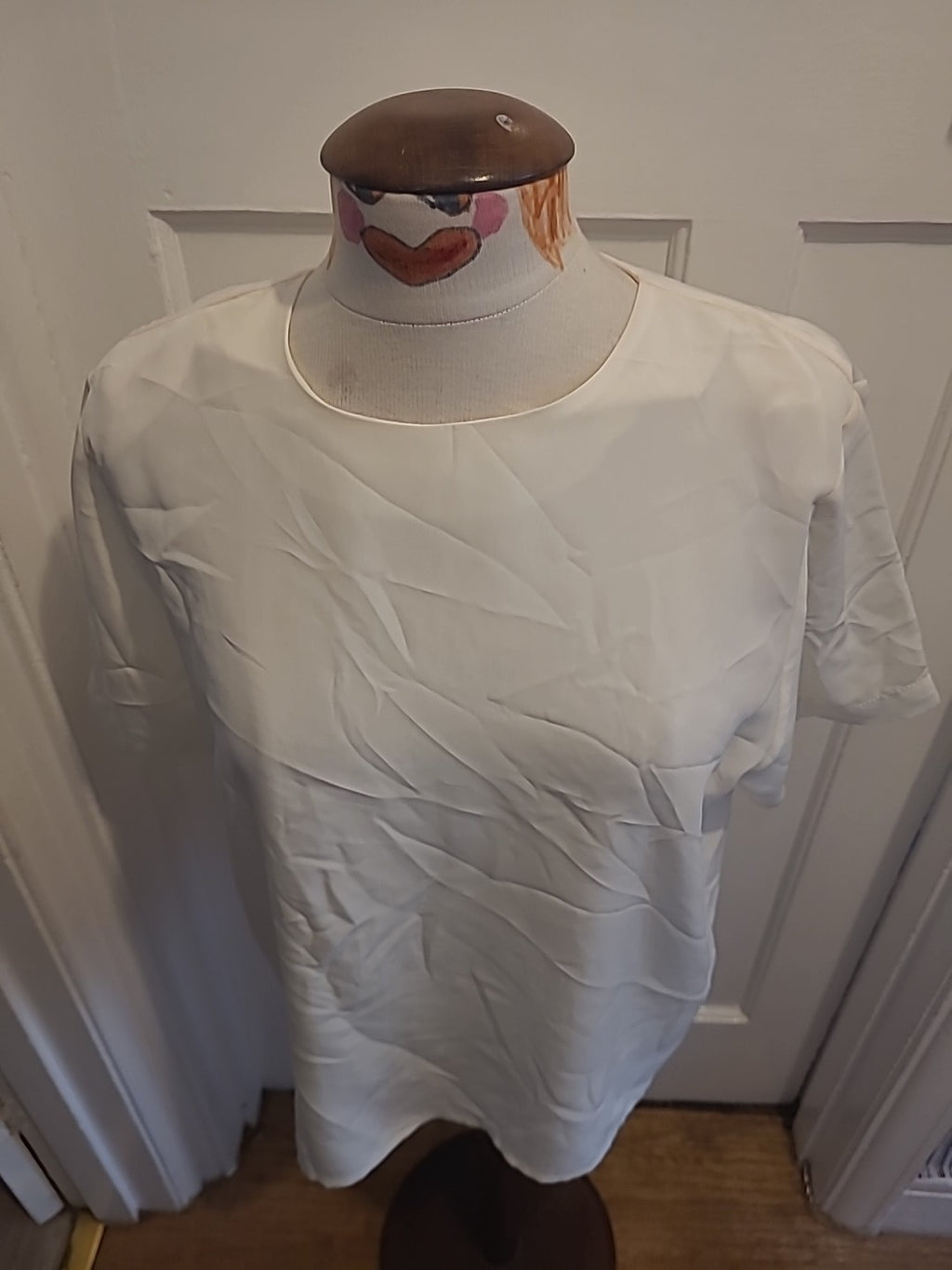 Ladies Amani 14 White/ Cream Short Sleeve Blouse
