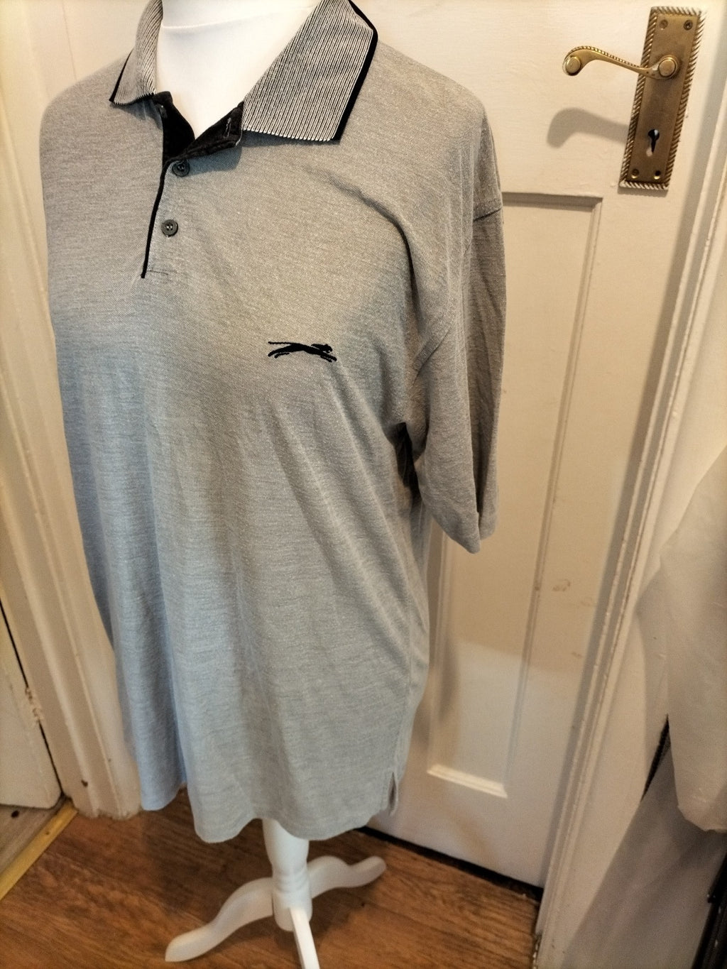 Mens Slazenger Golf Size Large Grey Short Sleeved Polo