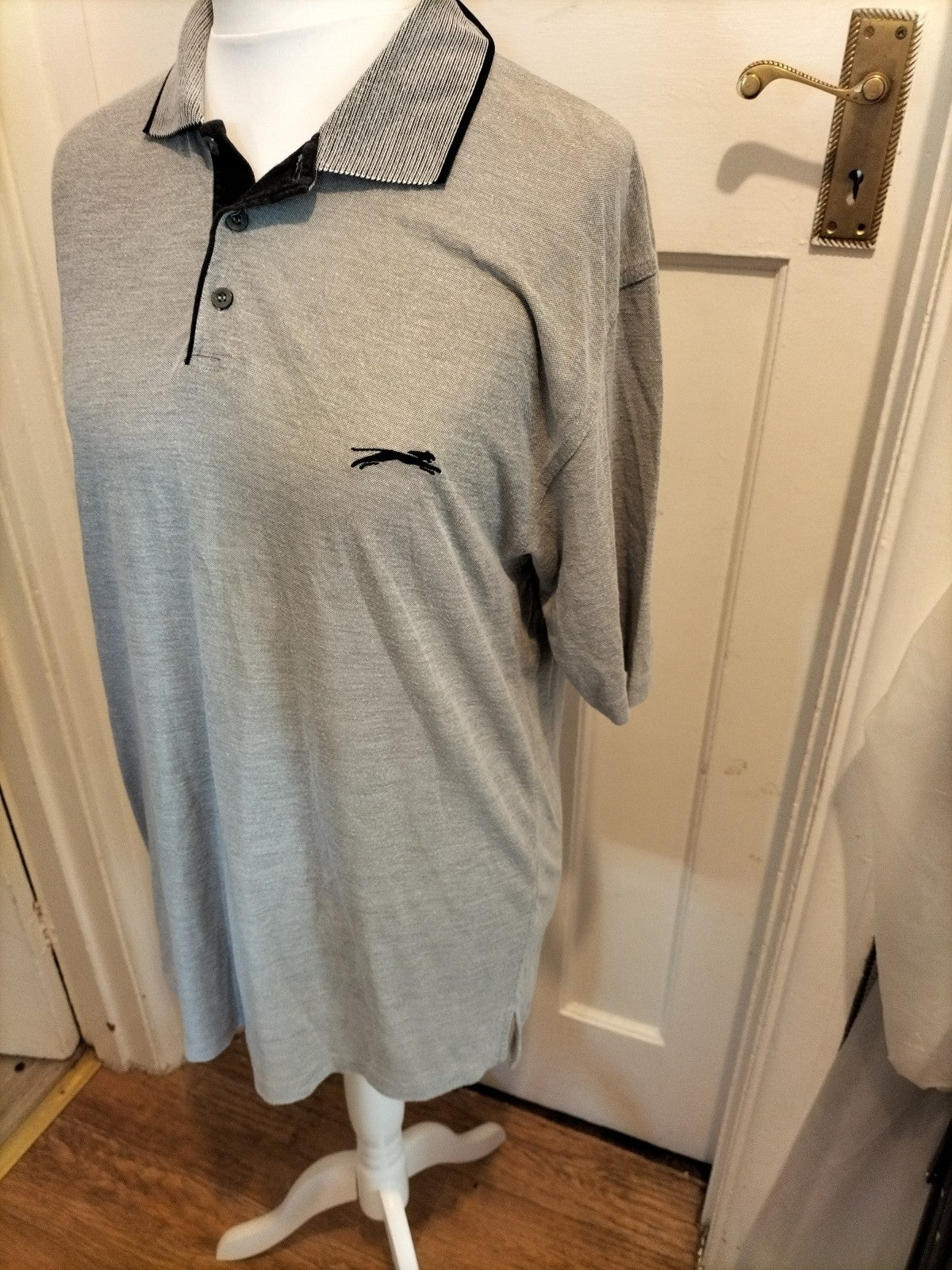 Mens Slazenger Golf Size Large Grey Short Sleeved Polo