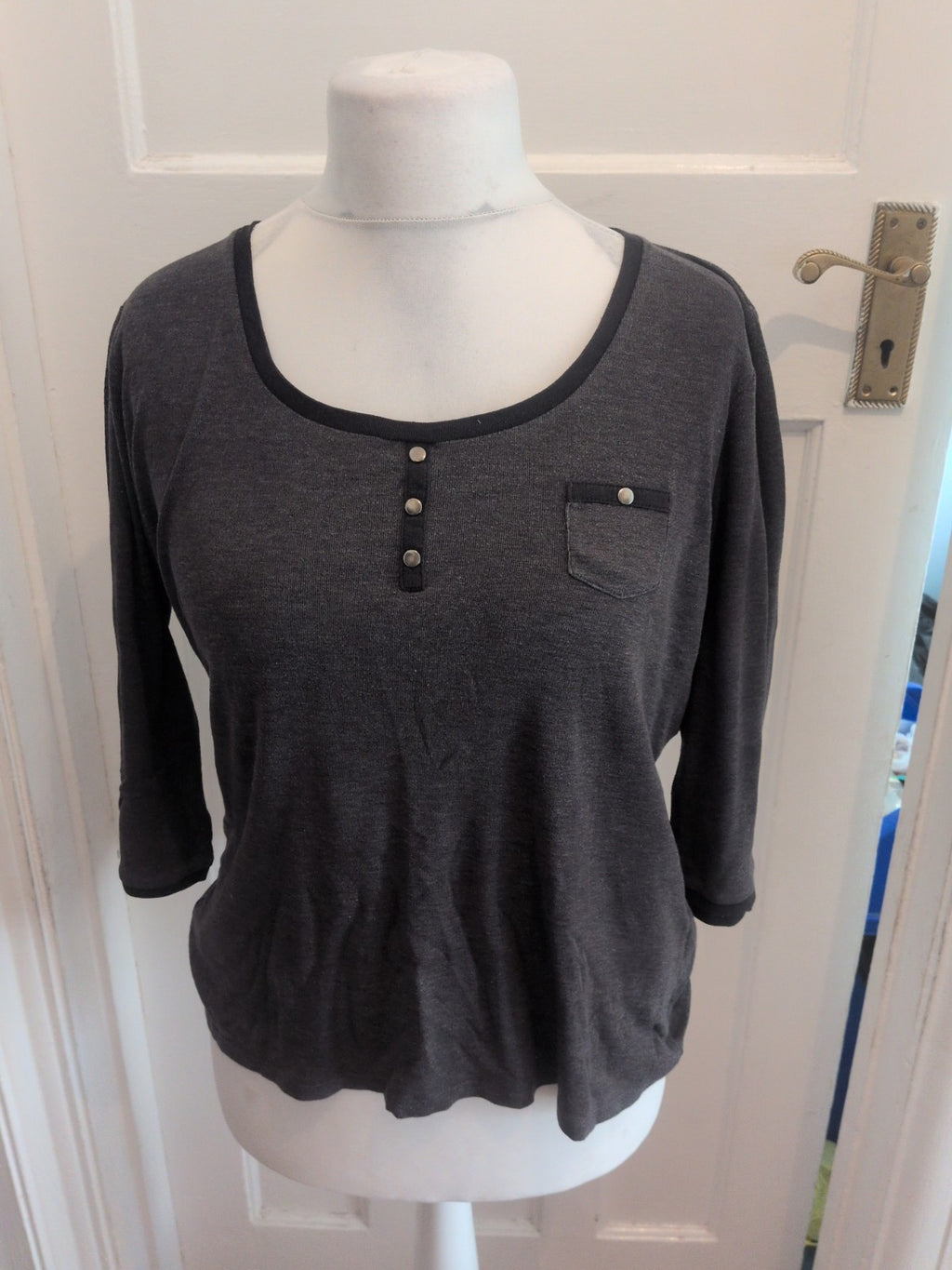 Marks And Spencer 16 Charcoal Half Sleeve T-shirt