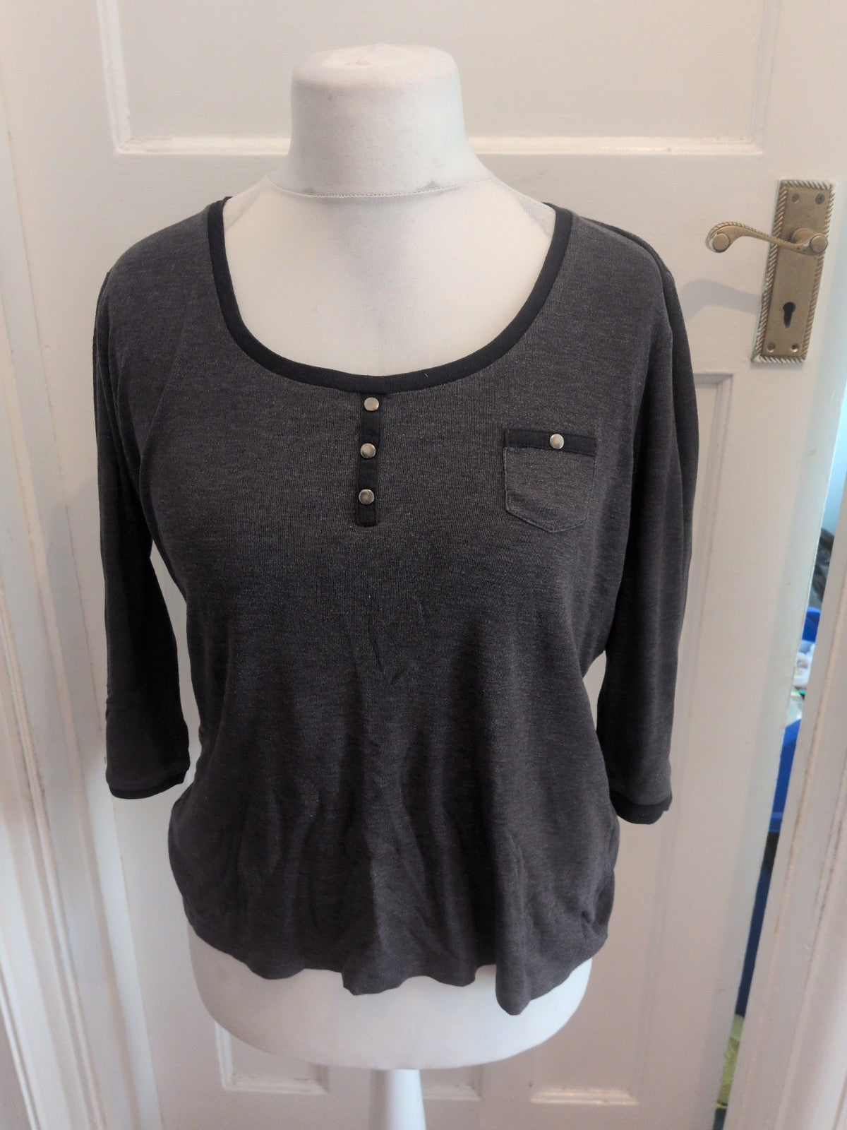 Marks And Spencer 16 Charcoal Half Sleeve T-shirt