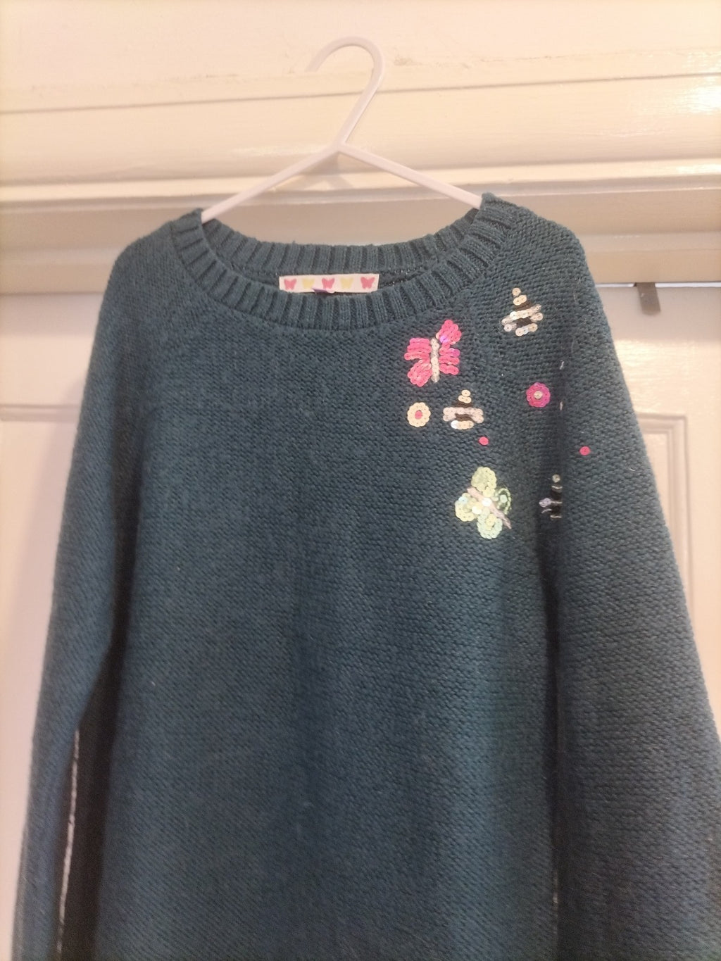Girls John Lewis 9 Years Green Long Sleeved Pullover Jumper