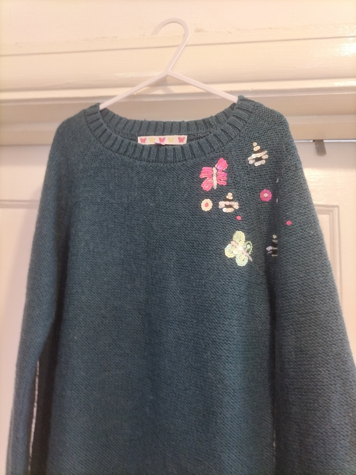 Girls John Lewis 9 Years Green Long Sleeved Pullover Jumper