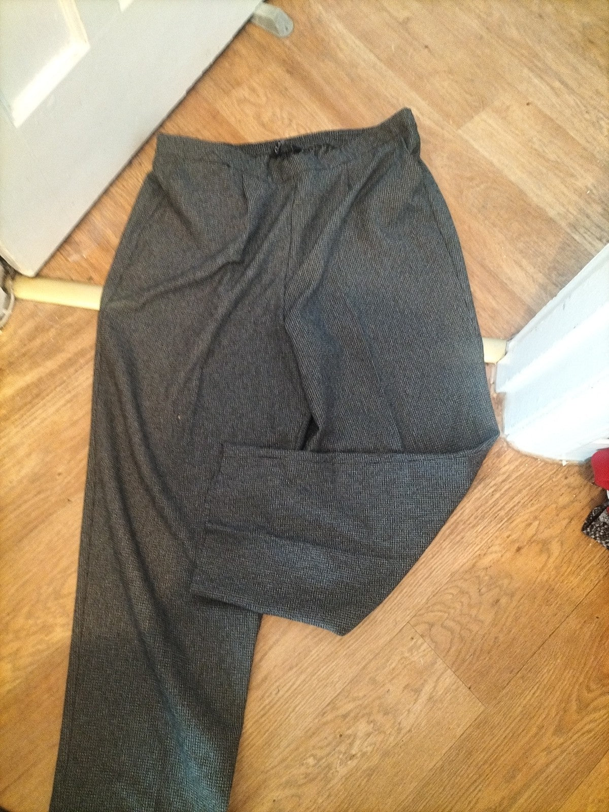 Classic 20 Black And White Fleck Straight Leg Trousers Elasticated