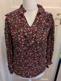M&S Collection 6 Black Floral Long Sleeve Blouse