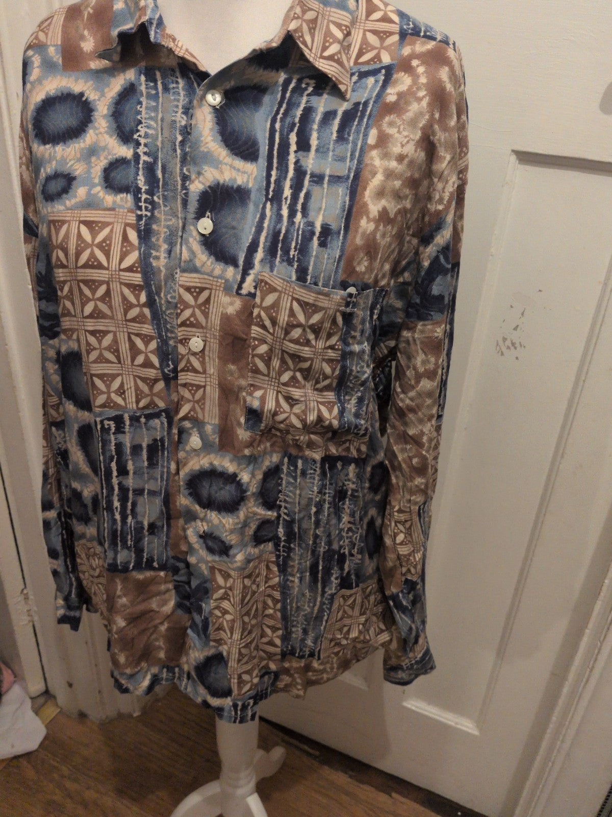 Mens Allan&Jolly Size Large Multi Long Sleeve Buttoned Shirt
