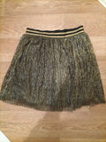 Ladies Divided Size Small Gold Lined Elasticated Short Skirt