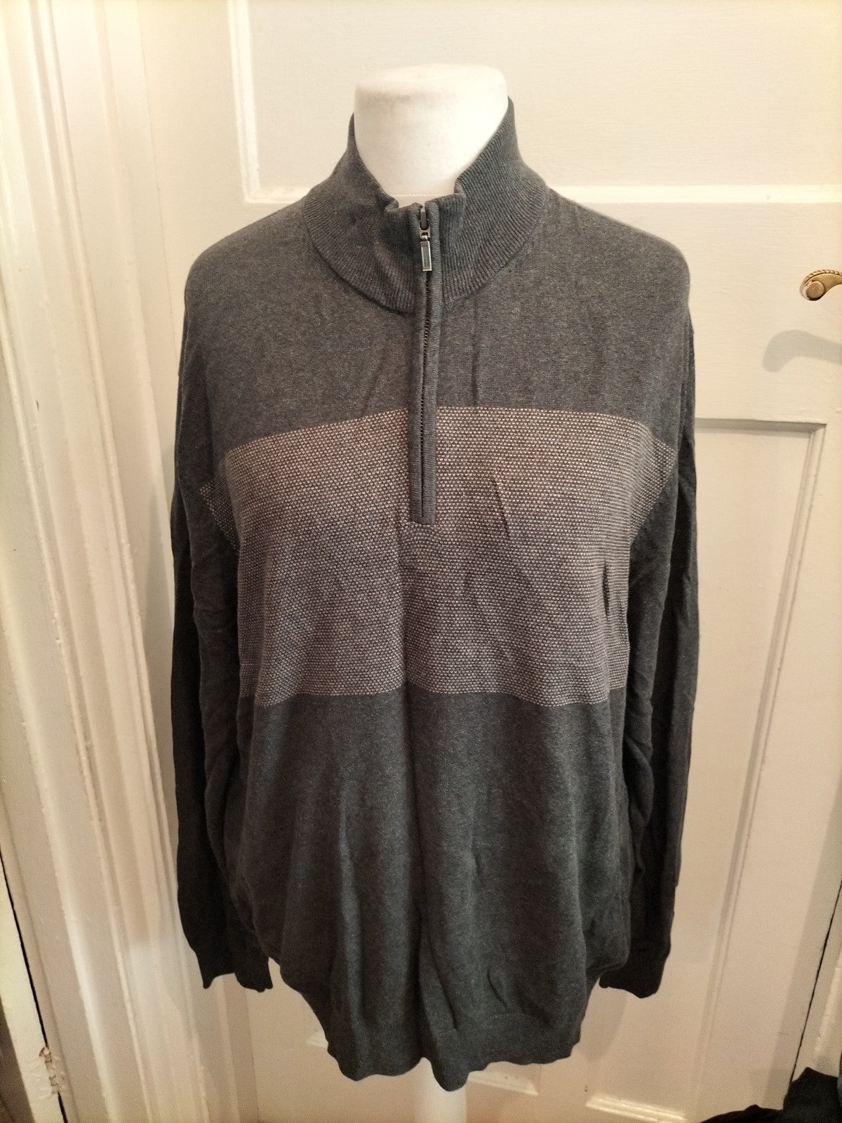 Mens Tu Size XL Grey Toned High Neck Pullover Jumper