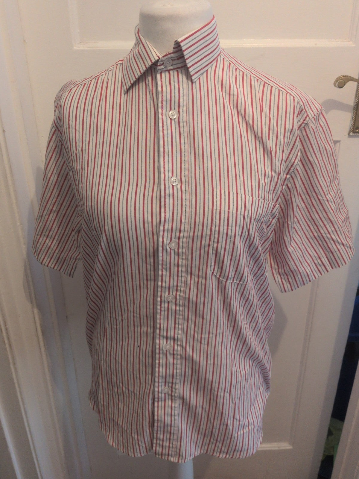 Park Lane Medium Red And White Stripe Short Sleeve Shirt