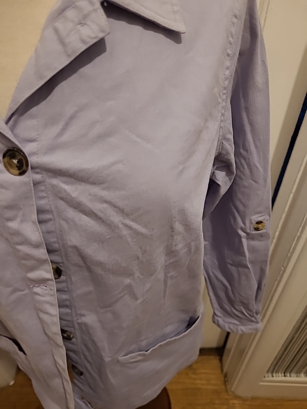 Bonmarche Size 14lilac Long Sleeved Denim Feel Shirt