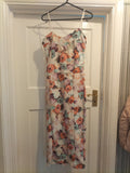 Ladies Missi Size 8 Cream Floral Sleeveless Long Dress