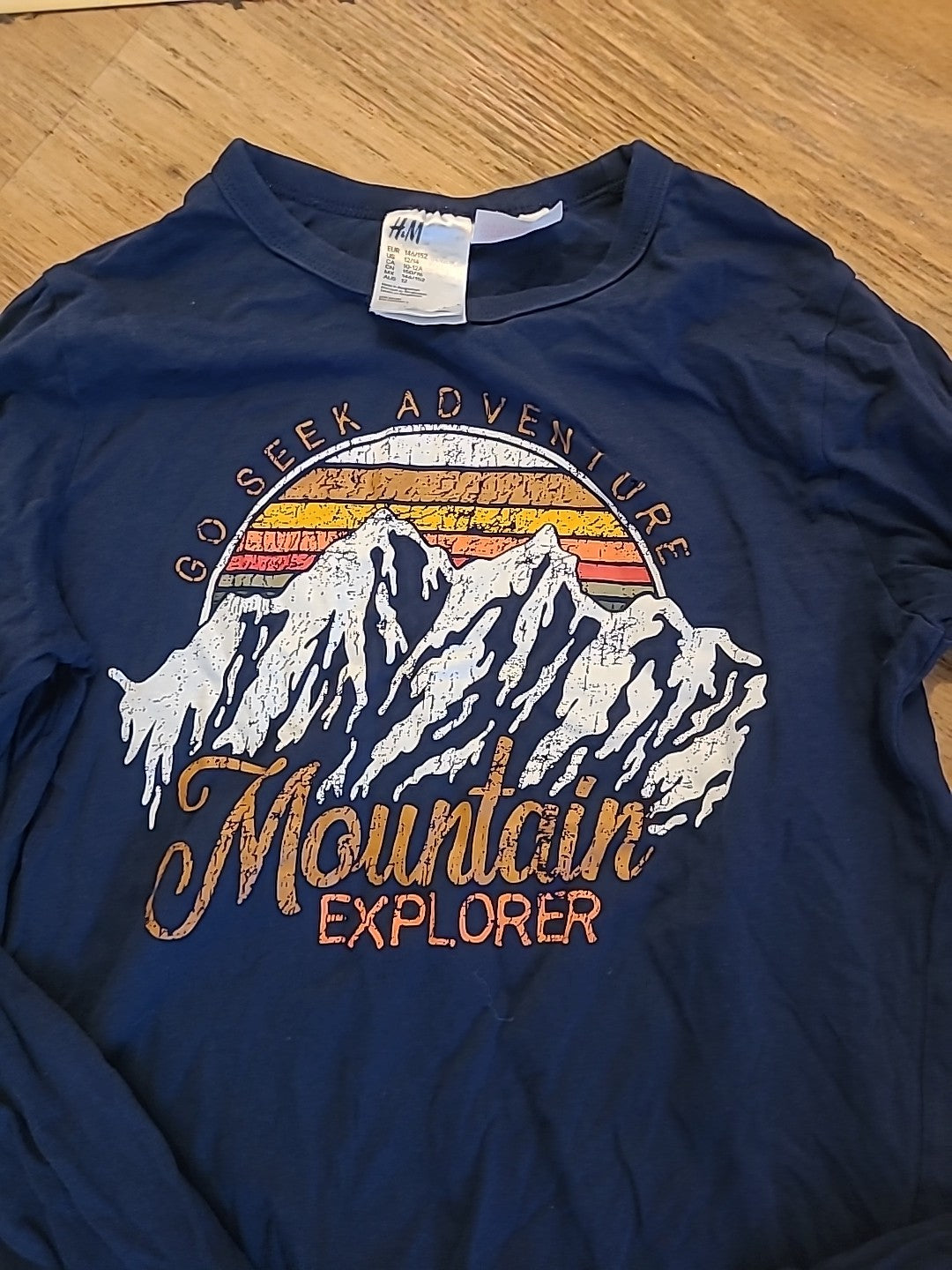 Boys H+m 10-12 Yeads Navy Mountain Long Sleeved Tshirt