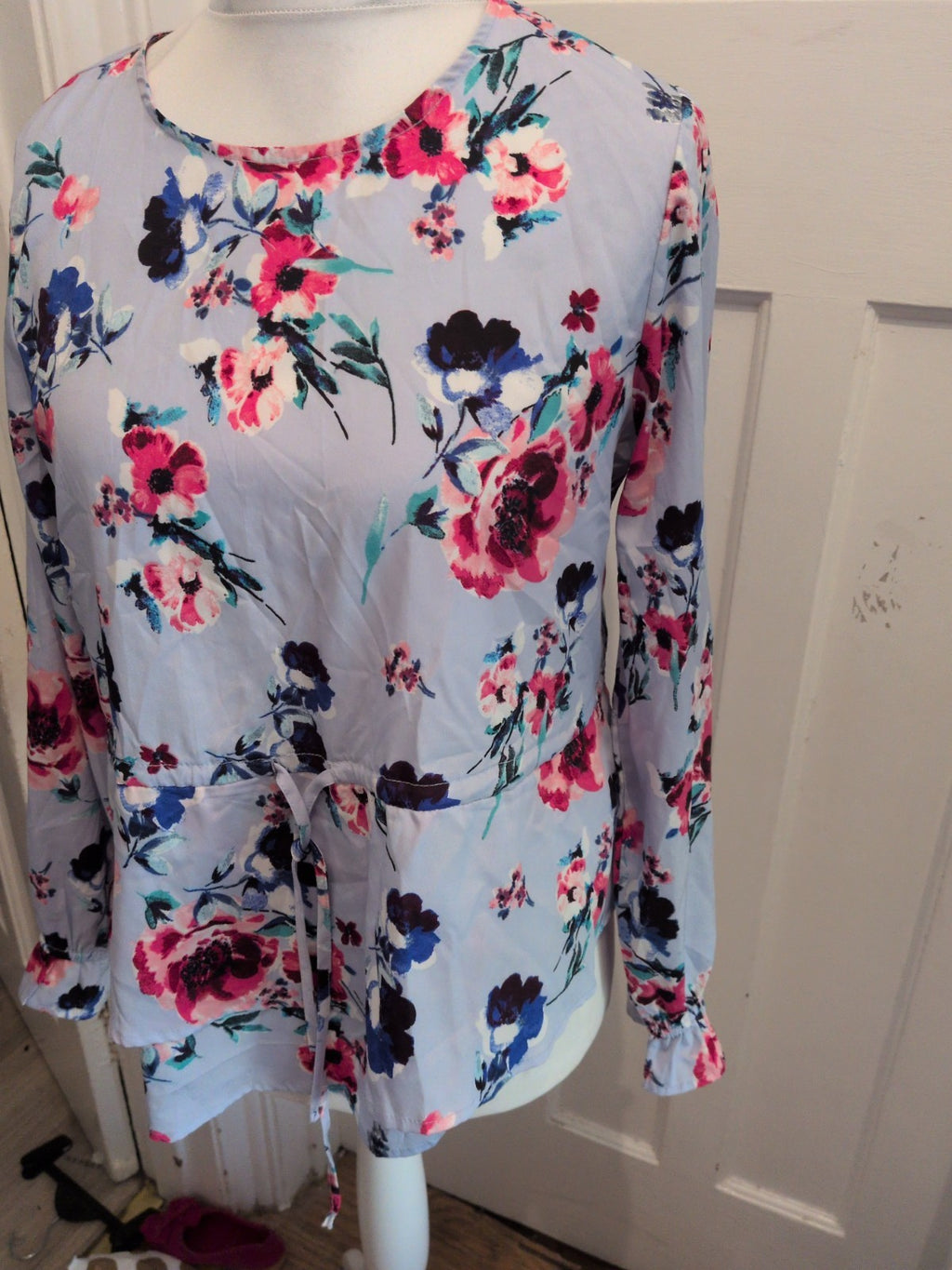 Pep&Co 16 Pale Blue Floral Long Sleeve Blouse