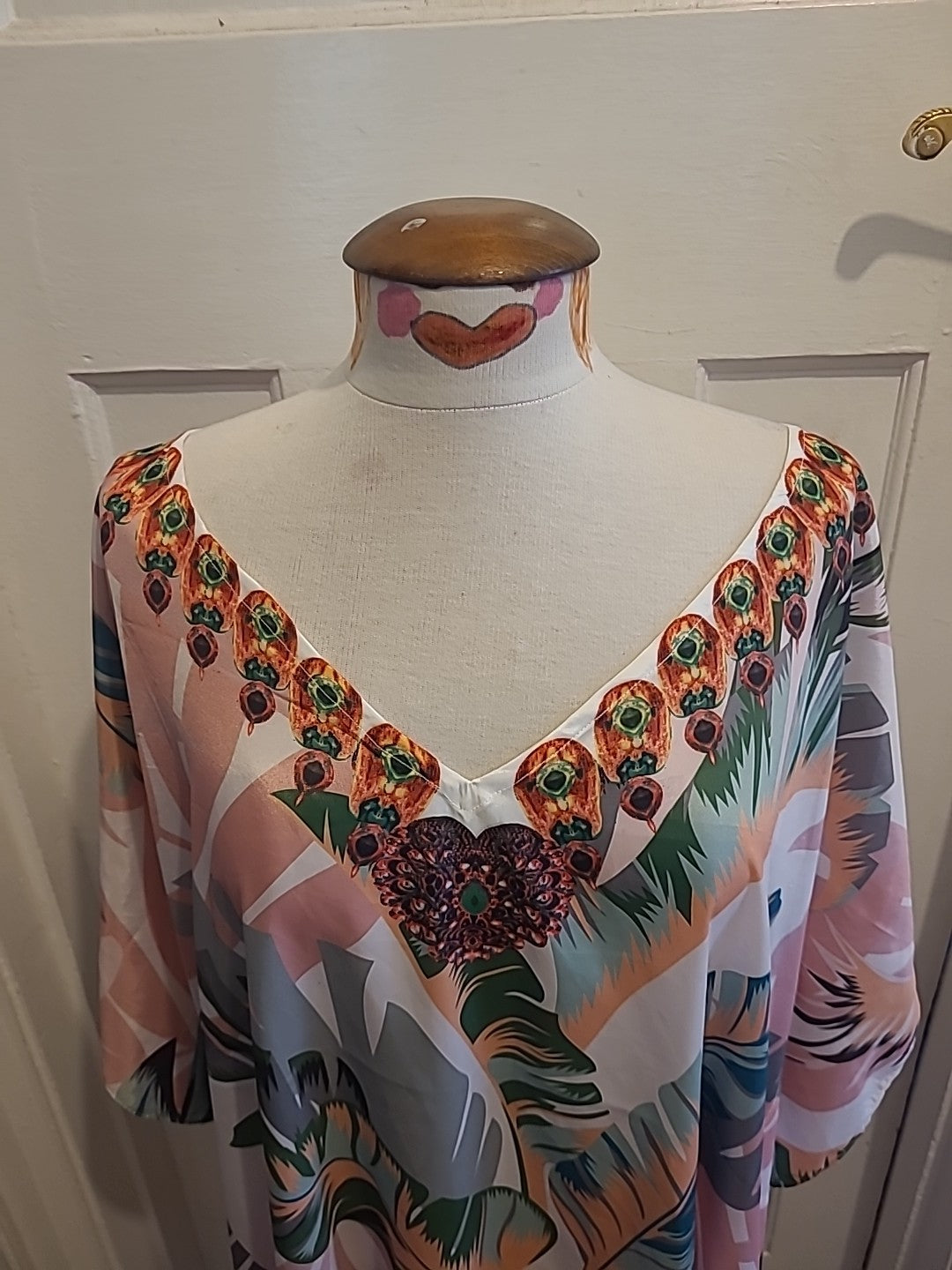 Ladies One Size Multi Floral Short Sleeved Oversized Blouse