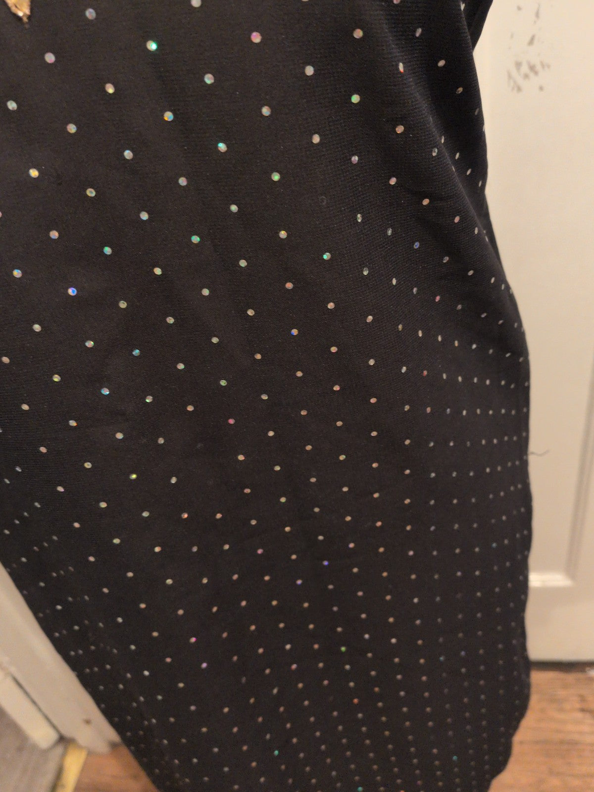 Ladies Size Medium Black With Silver Diamante Sleeveless Dress Midi