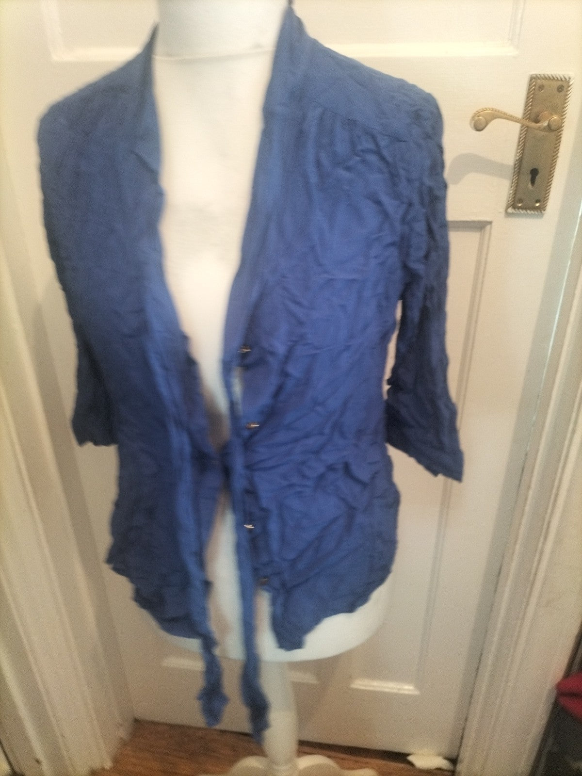 Ladies Laura Ashley Size 14 Blue Blouse Buttoned