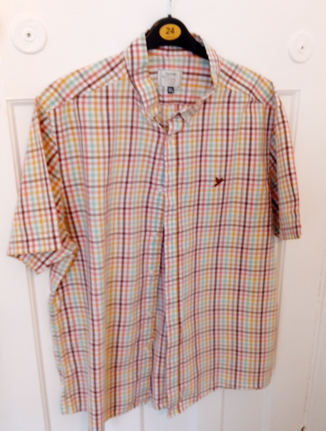 Mens Check Shirt George Size XL Brown/ Orange