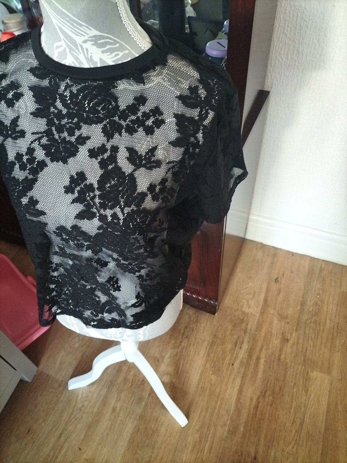 Ladies Primark Size 10 Black Short Sleeved Blouse