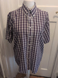 Mr Blue XL Navy Red White Check Short Sleeve Shirt