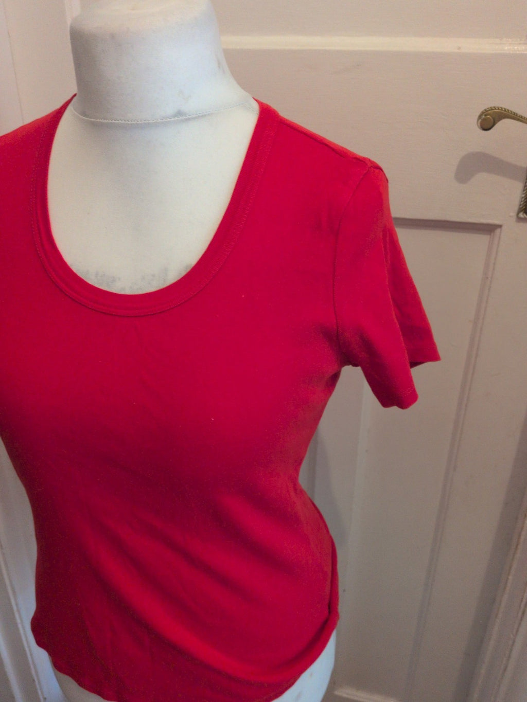 Ladies Marks And Spencer 14 Bright Red Short Sleeve T-shirt