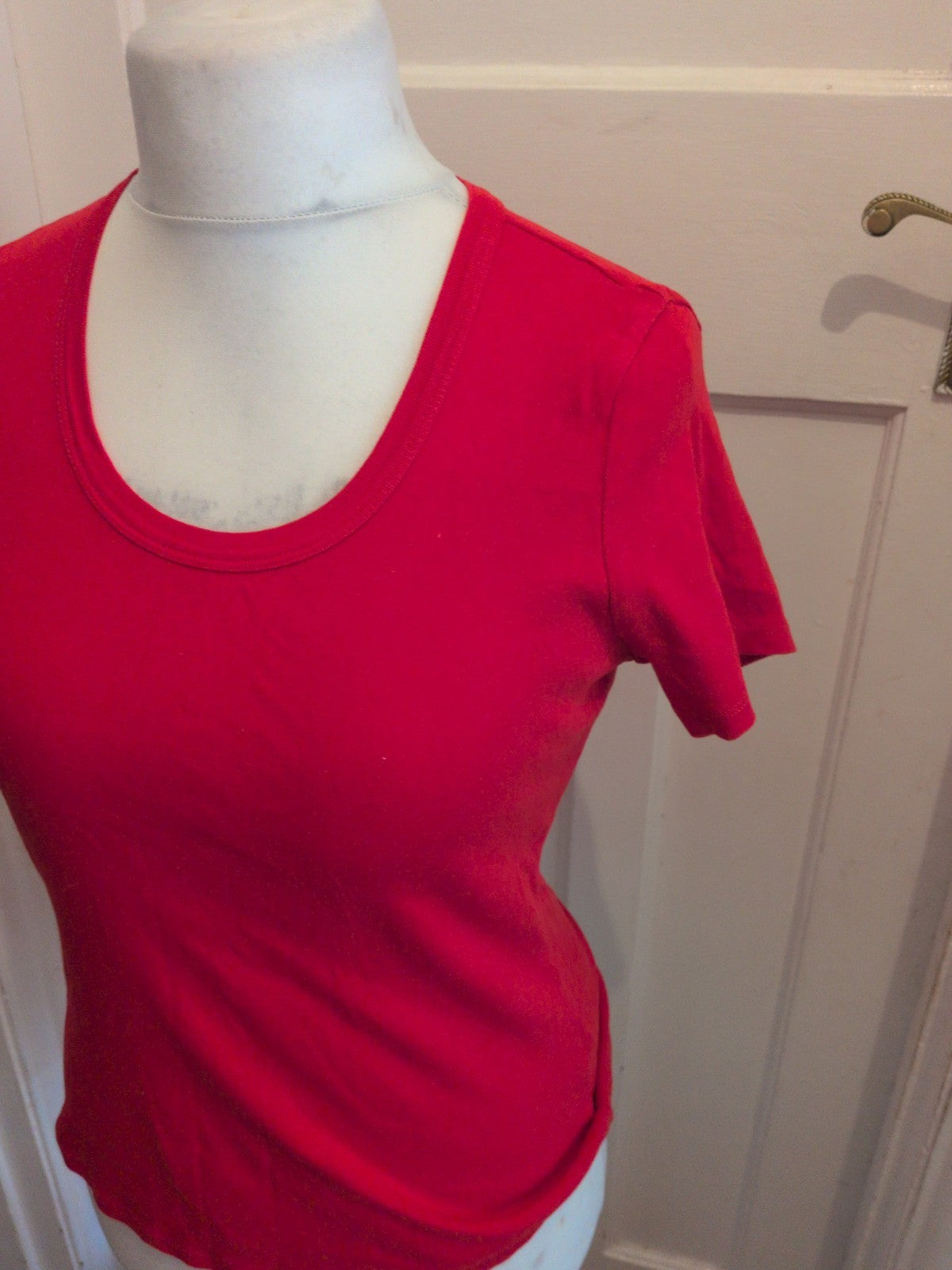 Ladies Marks And Spencer 14 Bright Red Short Sleeve T-shirt