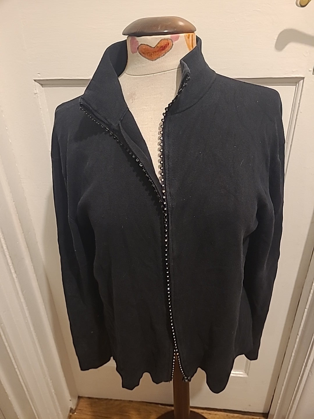 Ladies Chico Design Size Large Black Long Sleeved Zip Through Jacket